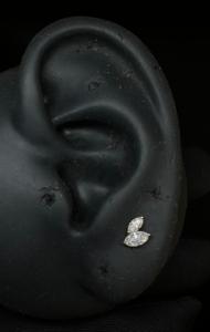 Floral Lab Grown Diamond <b>Stud</b> <b>Earring</b> In 14K Gold With Marquise Petal <b>Helix</b> Design - Product Image 3