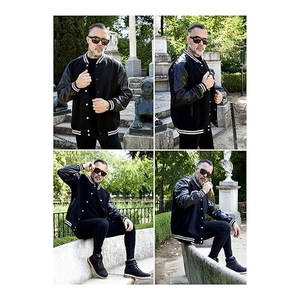 เสื้อแจ็คเก็ตวาร์ซิตี้ผู้ชาย แขนหนังสไตล์ลำลอง แจ็คเก็ตเบสบอลแบบ Letterman แจ็คเก็ตบอมเบอร์สไตล์คลาสสิกแบบวิทยาลัย เสื้อโค้ทติดกระดุมสำหรับใส่ในชีวิตประจำวัน - Product Image 3