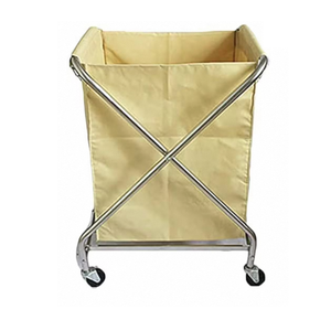 Chariot à linge en acier inoxydable en forme de X avec cadre robuste et roulettes pliables pour hôtel, hôpital et usage commercial - Product Image 1