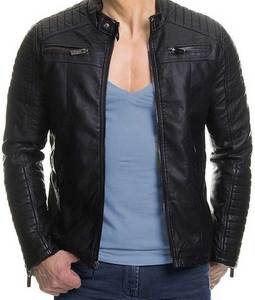 2023 chaqueta de moto de cuero genuino de alta calidad para hombres Formal negro impermeable y piel de oveja mejor precio para invierno - Product Image 2