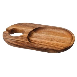 Vaisselle de luxe de qualité alimentaire plateaux forme ronde plateau de service en bois assiettes en bois pour hôtel dernière conception meilleure vente plateau de nourriture - Product Image 1