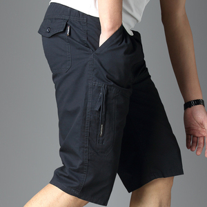 Shorts Homme en Toile Tissée Décontractés Brodés Unis Athlétiques Multi-Poches Logo Avant Taille Élastique Respirants Performance - Product Image 3