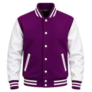 Chaqueta Varsity de Moda para Hombre, Chaqueta de Béisbol con Mangas en Contraste, Cuello Acanalado, Cierre de Botones a Presión, Estilo Casual Deportivo - Product Image 1