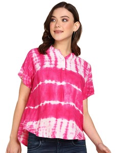 เสื้อกล้ามผู้หญิงลำลองแบบเรียบง่าย ยี่ห้อ Maaesa ผ้าเรยอน ลายมัดย้อม คอจีน แขนสั้น น้ำหนักเบา เสื้อฤดูร้อน จากผู้ส่งออกอินเดีย - Product Image 1