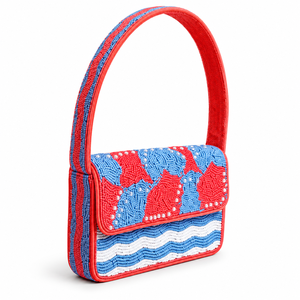 Sac à bandoulière artisanal en polyester brodé de perles, forme enveloppe, élégant et léger pour femme - Product Image 1