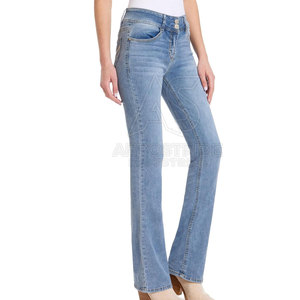 Pantalones Vaqueros de Algodón 100% para Mujer, Cintura Media, Tela Elástica, Suaves, Cómodos, Elegantes, Casuales, de Corte Recto - Product Image 6