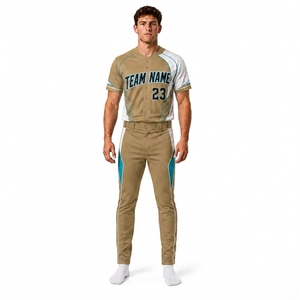 Custom Baseball Team Uniform Men Full Button Jersey Pants Set Sublimated Athletic Sportswear Private Label OEM Manufacturer - Product Image 1