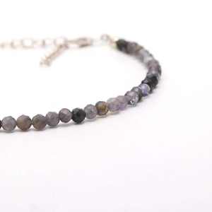 สร้อยข้อมือลูกปัดพลอยไอโอไลต์ทรงกลมเจียระไนธรรมชาติ ขนาด 3 มม. สร้อยข้อมือหินทำมือแบบเรียบง่ายสำหรับผู้หญิงและผู้ชาย ราคาขายส่งจำนวนมาก - Product Image 2