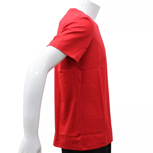 เสื้อยืดแขนสั้นสีแดงสำหรับผู้ชาย ทรงปกติ ผ้าฝ้ายถัก 100% คอกลม สไตล์ลำลอง สีพื้น ผ้าไม่ยับ สตรีทแวร์ น้ำหนัก 230 กรัม แห้งเร็ว - Product Image 3