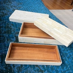 Handcrafted Bone Inlay Decorative <b>Storage</b> Box Set with Natural Mosaic Tile Pattern Jewelry Organizer Keepsake Box for Home Decor - Product Image 3
