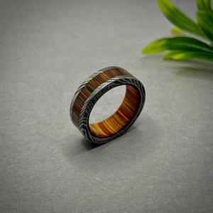 Damascus <b>Ring</b> Whiskey Barrel Wood Wedding Band <b>Men</b> Whiskey Barrel Wood Wedding Band <b>Ring</b> for Husband Anniversary Gift - Product Image 3