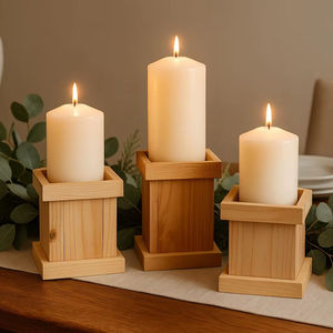 Natural Wood Handmade Round Shape Silk Screen Printed <b>Candle</b> <b>Holder</b> for Home Decor & Wedding Parties Customizable Size - Product Image 6