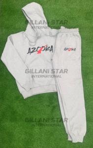 Unisex Winter Hooded Gray Hoodie and Sweatpants <b>Tracksuit</b> Full Length Casual Wear with Front Logo Print Breathable Heavyweight - Product Image 1
