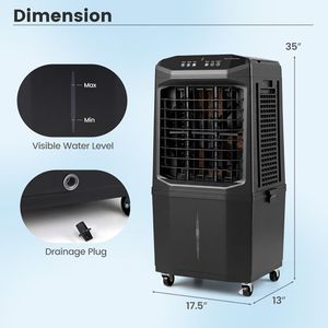 Raffrescatore d'Aria Evaporativo Portatile 1800 CFM, Uso Domestico, con Serbatoio d'Acqua Rimovibile da 7 Galloni, Spina AU/EU, Certificato ROHS - Product Image 1