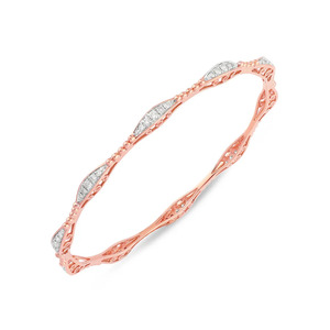 Interwoven Teardrop Station Diamond Link <b>Bangle</b> <b>Bracelet</b> - Product Image 3