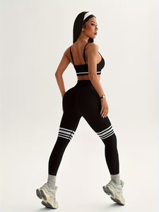 Conjunto Deportivo de 2 Piezas para Mujer, Sujetador Deportivo Sin Costuras con Bloques de Color y Leggings de Cintura Alta con Efecto Push-Up, Ropa Deportiva con Paneles Geométricos - Product Image 5