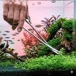 Ciseaux longs courbés en acier inoxydable de 10 pouces pour aquascaping d'aquarium, fabrication OEM - Product Image 1