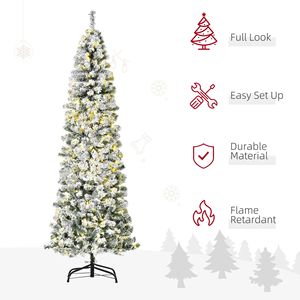 7.5ft Pre-Lit Slim Douglas Fir Artificial Christmas <b>Tree</b> 350 LED <b>Lights</b> & 641 Tips Snow-Flocked <b>with</b> Realistic Branches - Product Image 4