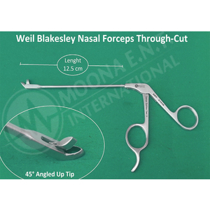 ชุดเครื่องมือผ่าตัดหู คอ จมูก แบบใช้มือ ยี่ห้อ Weil Blakesley รุ่น Nasal Forceps ความยาว 12.5 ซม. ปลายตัดเฉียง 45 องศา ได้รับการรับรองมาตรฐาน CE - Product Image 1