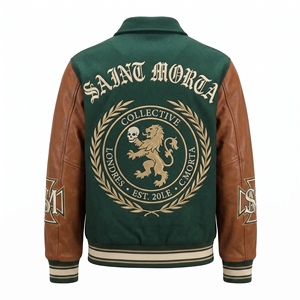 Veste de sport en PU de qualité supérieure pour homme, beige, logo brodé, col rabattu, vêtements décontractés d'automne, ODM OEM disponible - Product Image 4