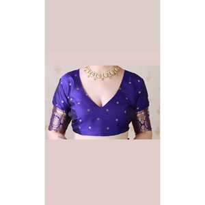 Sari de Seda Suave Violeta Banarasi Tejido con Pallu Multicolor Zari, Blusas y Camisas para Mujer - Product Image 1