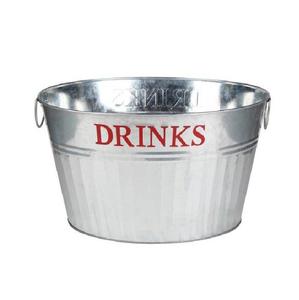 Bañera para bebidas ovalada grande de metal galvanizado de alta tendencia con asas laterales, cubo de hielo y enfriador de vino para fiestas, tamaño personalizado - Product Image 1