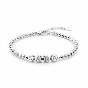 Regalos para niñas y mujeres, pulseras de cuentas metálicas personalizadas con dijes, a la moda. - Product Image 4