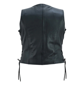 Chaleco de cuero para mujer con impresión de logotipo personalizado, chaleco de motociclista de cuero genuino de vaca, chaleco informal sin mangas para mujer - Product Image 5