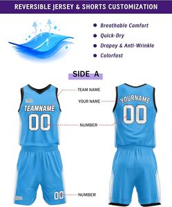 Reversible Basketball Jersey Custom Personalized - Team Name Number Logo Printed | Blank <b>Athletic</b> Uniform for Men Women Youth - Product Image 3