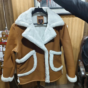 Women's Genuine Sheep RAF <b>Bomber</b> <b>Jacket</b> Fake Fur <b>Shearling</b> Dyed Customized Color Logo Silk Lining Quick Dry High Quality Thick - Product Image 6