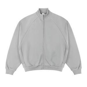 Veste de survêtement zippée personnalisée pour homme, manches raglan, coupe ample, en coton et polyester molletonné, avec options d'impression brodée et de strass effet vieilli - Product Image 2