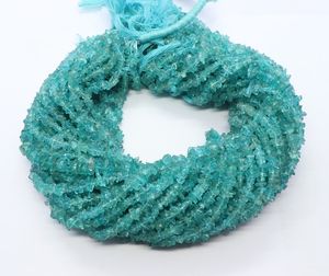 Cuentas de Apatita Natural Azul Cielo AAA sin Cortar, de 5 a 6 mm, Cuentas de Apatita Lisas, Hilo de 16 Pulgadas, Virutas de Piedras Preciosas Azul Cielo para Joyería - Product Image 1