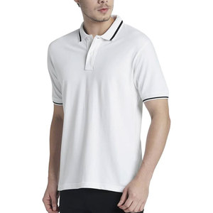 Sewing Hub <b>Men's</b> White Short Sleeve for <b>Shirt</b> 100% Cotton Pique Knitted Casual Gradient Color Eco-Friendly Breathable 240g - Product Image 2