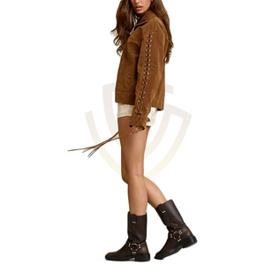 Women's High Quality <b>Suede</b> Leather <b>Jacket</b> Custom Made Top Sale for Winter Season <b>Suede</b> Leather <b>Jacket</b> - Product Image 4