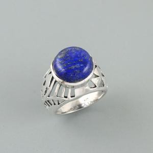 Bague Cocktail en Argent Sterling 925 avec Lapis Lazuli, Sertissage Creux Géométrique, Style Bohème, Unisexe, Usage Quotidien - Product Image 2