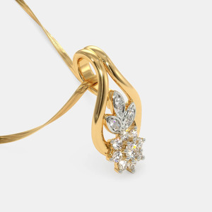 Collar con Colgante de Diamante Cultivado en Laboratorio en Forma de Lágrima Floral en Oro Amarillo - Product Image 3