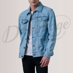 Custom <b>Men</b> <b>Light</b> Blue Denim <b>Jacket</b> Vintage Wash Slim Fit Cotton Jean <b>Jacket</b> Casual Button Up Streetwear Outerwear Coat - Product Image 6