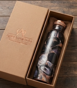 Botella de agua de cobre con estampado de mármol moderno, elegante y ecológica, ideal para senderismo, yoga, gimnasio e hidratación diaria. - Product Image 6