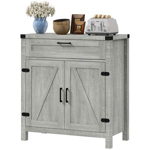 Modern Farmhouse <b>Sideboard</b> Storage Cabinet Antique Design Gray Buffet with 2 Barn Doors Drawer for Living Room or Dining Room - Product Image 1