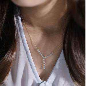 Colgante y Cadena con Diamante Redondo Cultivado en Laboratorio IGI D-E-F VVS-VS en Oro, Oro Rosa, Oro Blanco y Plata de Ley - Product Image 2