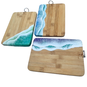 Planches à découper en bambou Thirstwood avec design en résine à motif de vague océanique, finition mate, écologiques, style moderne pour la cuisine - Product Image 5