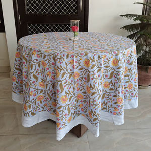 Mantel de Mesa Hecho a Mano, Multicolor, Personalizable, Estilo Moderno, de Algodón Puro, Estampado con Bloques, Estilo Rústico Indio, para Bodas y Hogar - Product Image 1