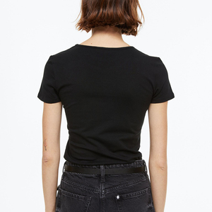 Premium Quality Ladies V Neck Short Sleeve <b>Tees</b> Cotton Polyester <b>Plain</b> <b>White</b> - Product Image 2