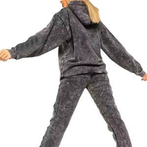 Vente en gros de survêtements pour femmes de la meilleure qualité ensembles de polaire personnalisés lavés à l'acide avec motif imprimé nouveau look et survêtement respirant - Product Image 5