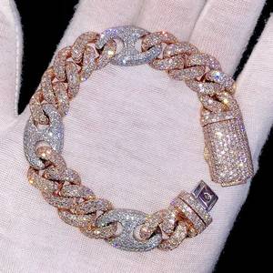 Iced Out Rhodium Plated Cuban Link 925 Sterling Silver VVS Moissanite Diamond Hip Hop Luxury Statement Chain <b>Bracelet</b> For Unisex - Product Image 6