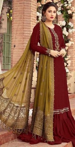 2023 vente chaude indien pakistanais mode dernière mousseline de soie de coton brodé Salwar Kameez robe lourde maçonnerie luxe fantaisie - Product Image 5