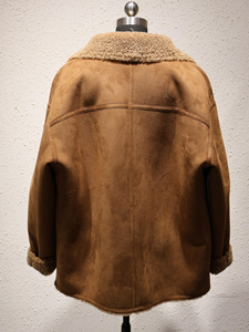 <b>Men's</b> Brown Genuine <b>Leather</b> Shearling <b>Coat</b> Fur Collar Zipper Winter Jacket - Product Image 2