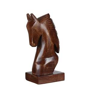 Sculpture décorative de tête de cheval en bois, œuvre d'art équine minimaliste mettant en valeur la maîtrise artisanale, la texture naturelle et l'équilibre. - Product Image 3