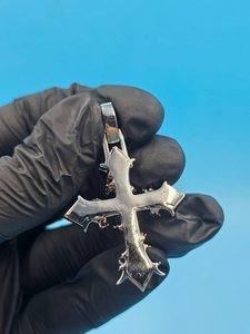 Colgante de Moissanita Cruzada, Regalo Religioso de Fe Cristiana, Plata 925 Certificada, Lujo Iced Estilo Hip Hop Rapper - Product Image 4