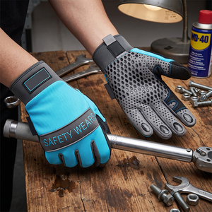 Industrial Safety <b>Gloves</b> <b>Silicon</b> Printed Leather Work <b>Gloves</b> with Mechanic Hand Protection for Mechanical Work - Product Image 6